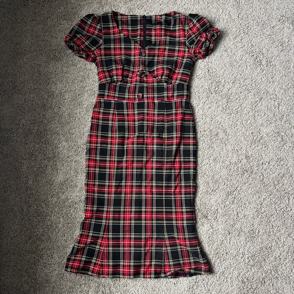 Lady Vintage Size 14 Red & Black Plaid Dress